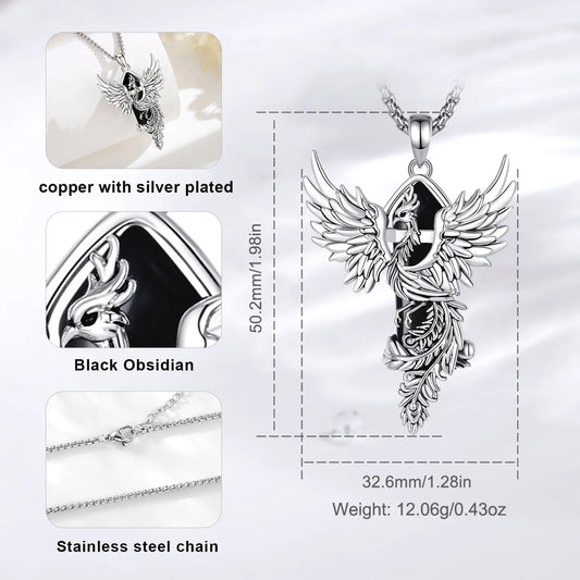 Eudora Phoenix Twining Hexagonal Obsidian Prismatic Necklace Energy Healing Stone Crystal Pendant Personality Jewelry Man Gift