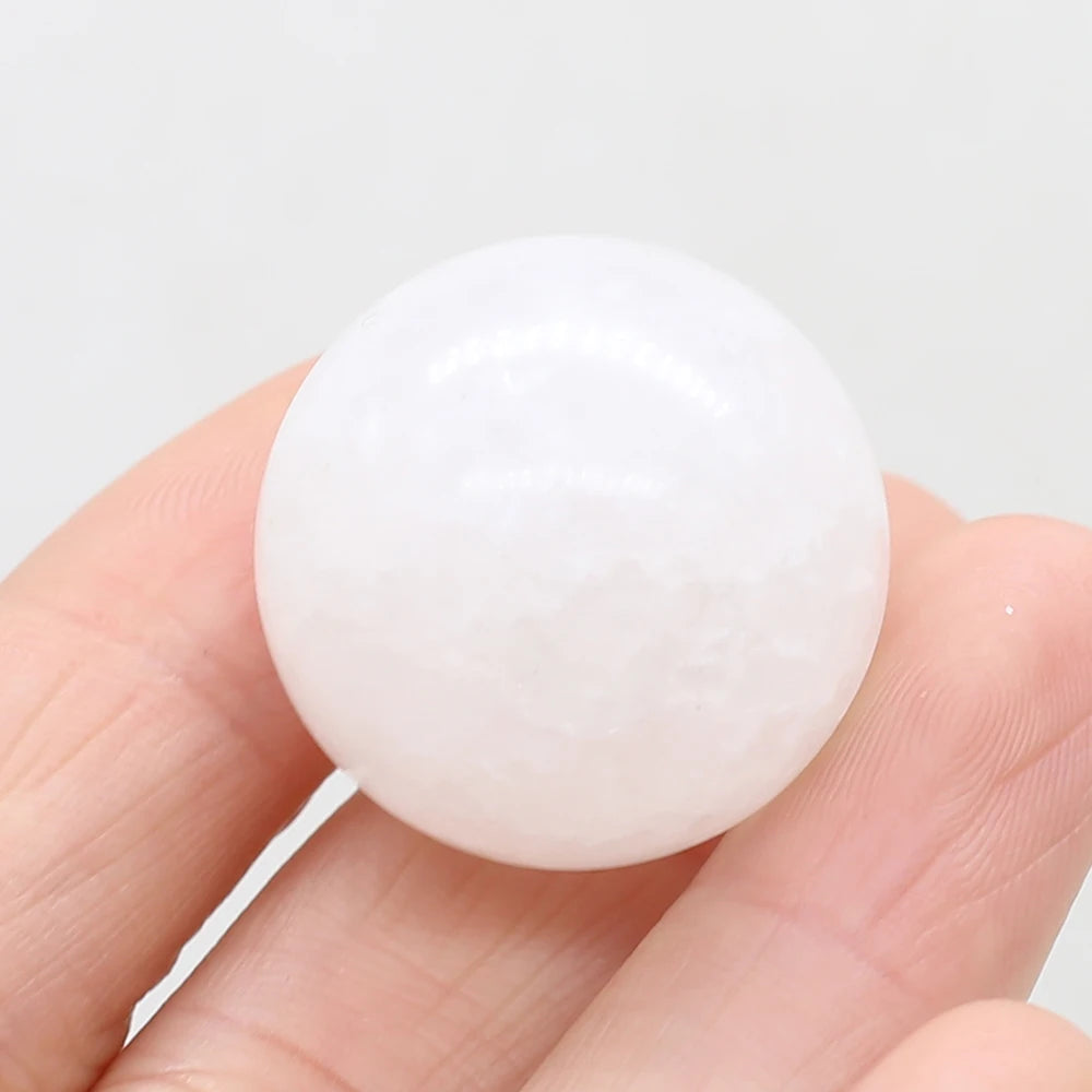 Round Natural Crystal Rose Quartz Transfer Ball, Polished Reiki Gemstone, Rock Minerals, Chakra Healing Stone Beads, Home Decor
