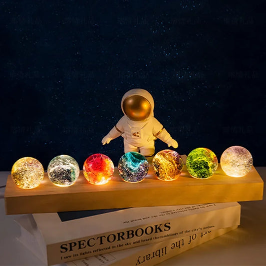 Creative Seven-color Glazed Dragon Beads Luminous Crystal Ball Birthday Gift Home Decoration Light Luxury Ornaments Sphere Stand