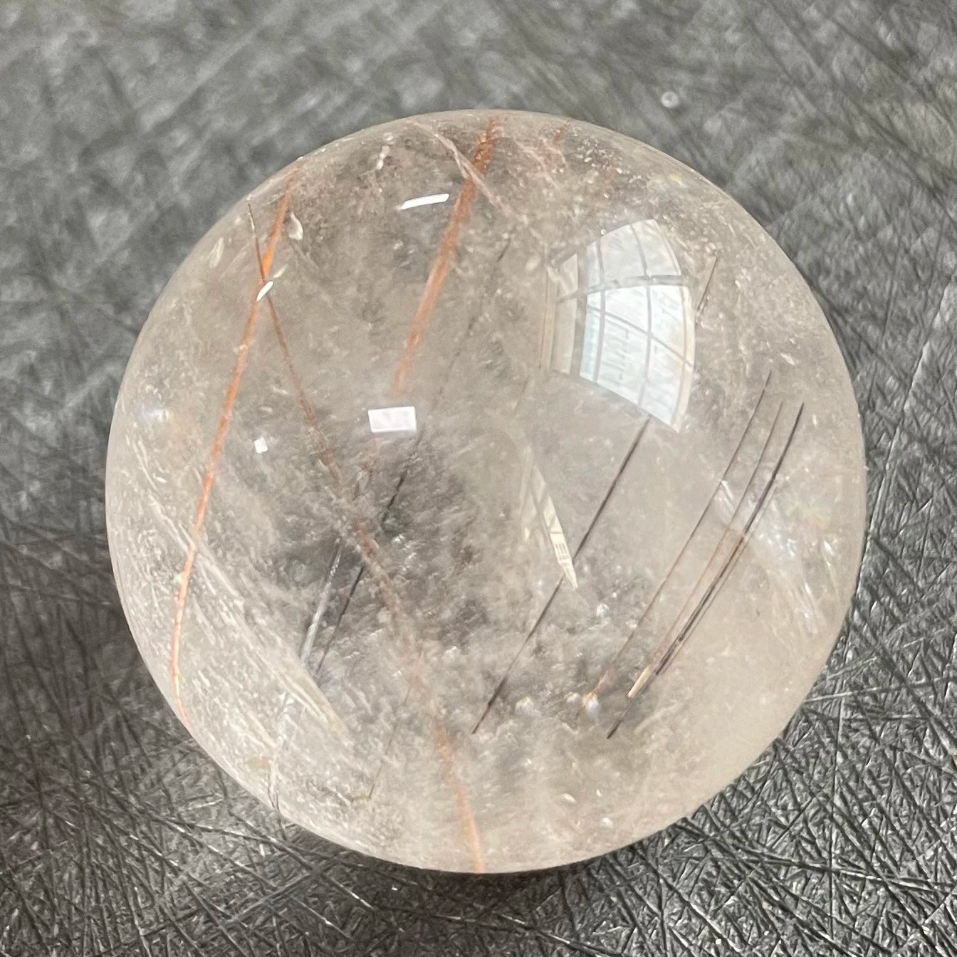 58g Natural Stone Quartz Rutilated Sphere Polished Crystal Ball Decoration Rock Gift Reiki Healing B281