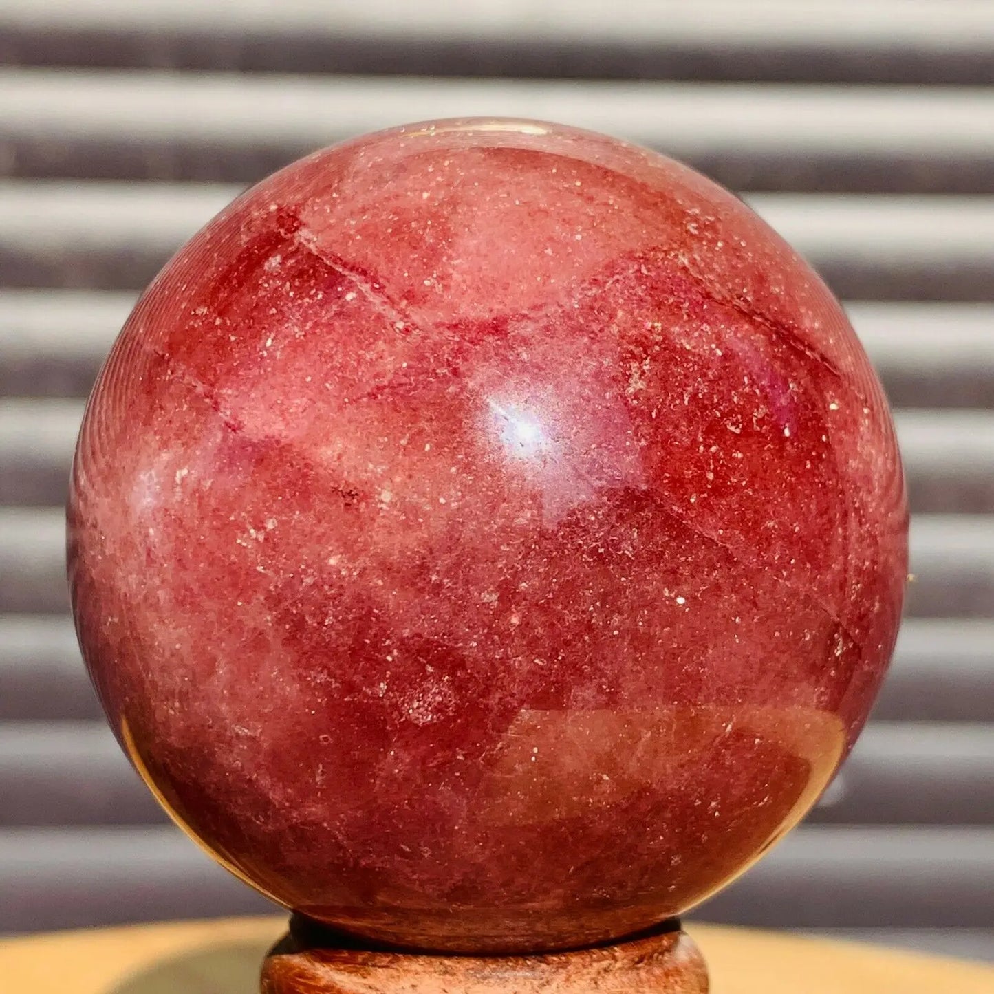 Natural Strawberry Quartz Crystal Ball, Polished Sphere Healing