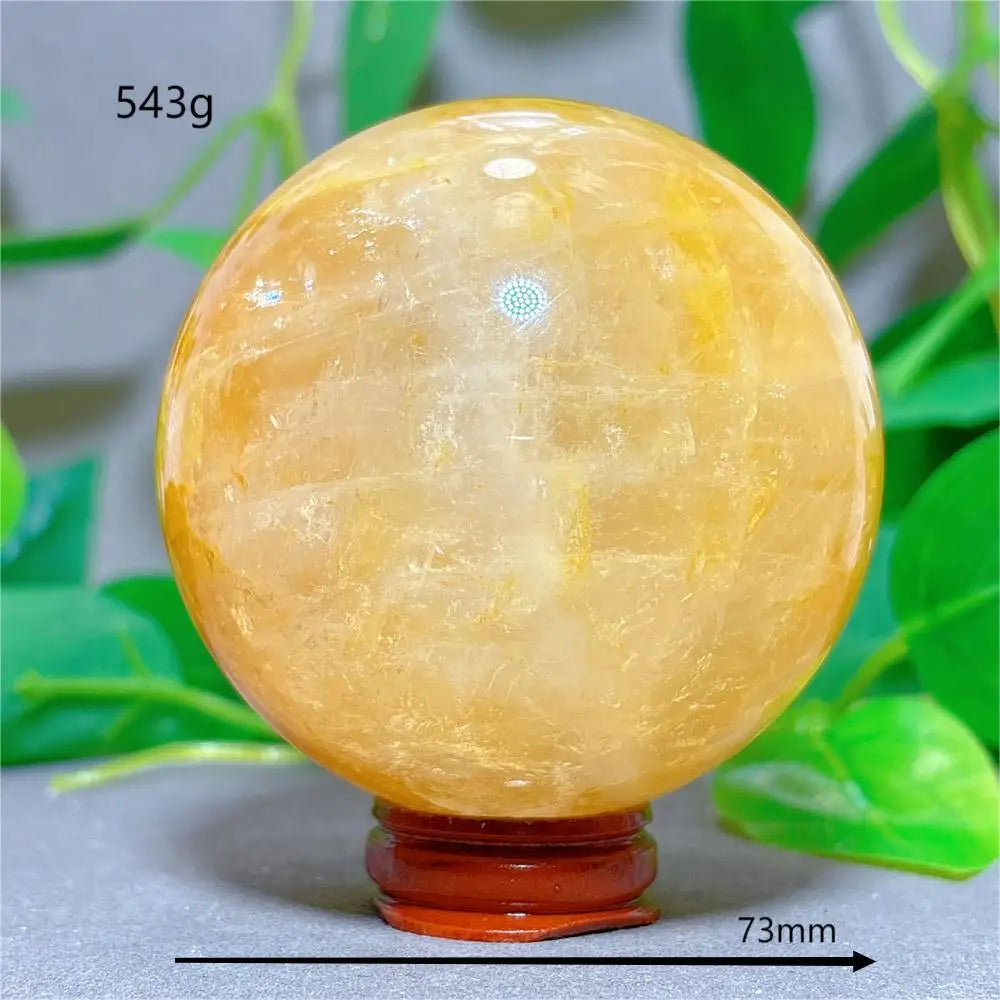 Golden Healer Sphere Crystal Natural Quartz Stone Home Decoration Minerals Love Beautiful Craft Gifts Energy Healing +Stand
