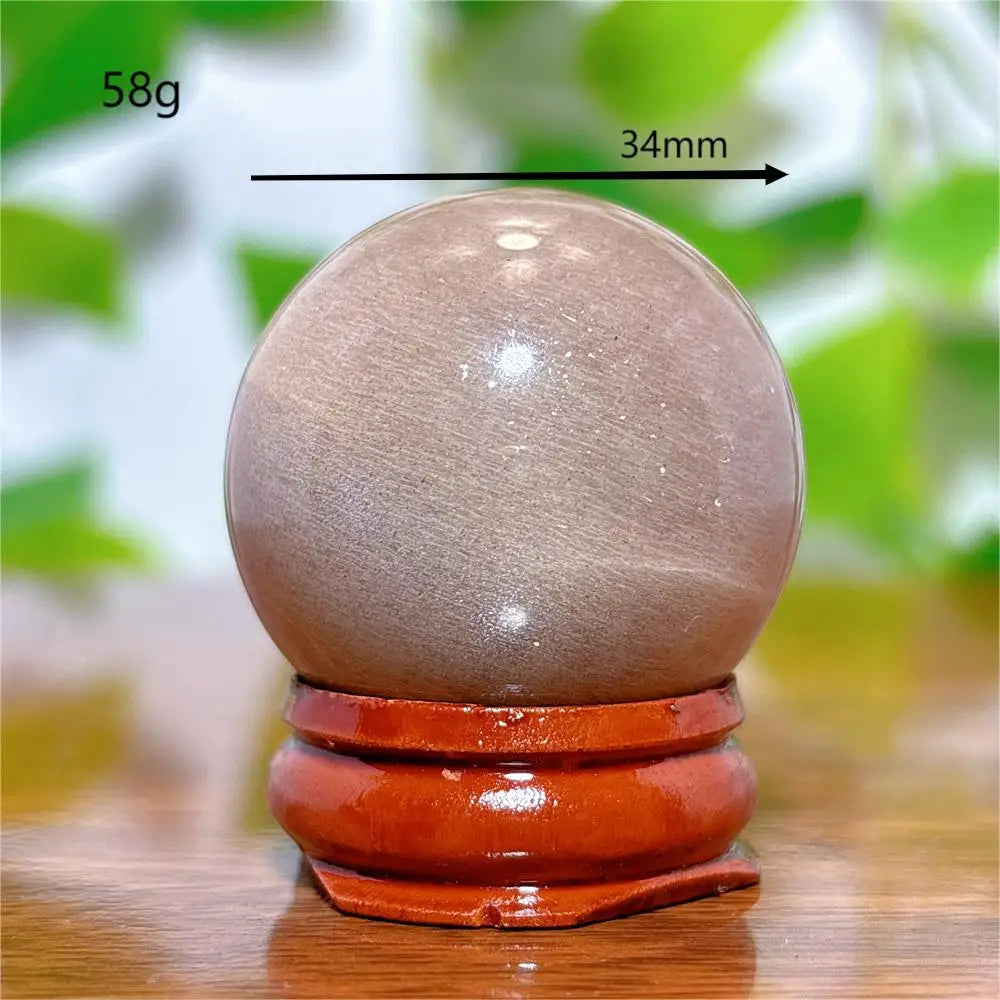 Moonstone With Gold Sun Sphere Crystal Natural Stone Quartz Home Decoration Minerals Reiki Craft Gifts Energy Healing Spiritual
