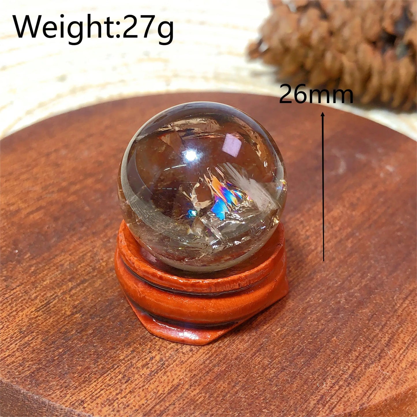 Natural Crystals Smokey Quartz Mini Rainbow Sphere Cute Size Carckle Ball Home Decorations Polished Mineral Energy Precious Gift
