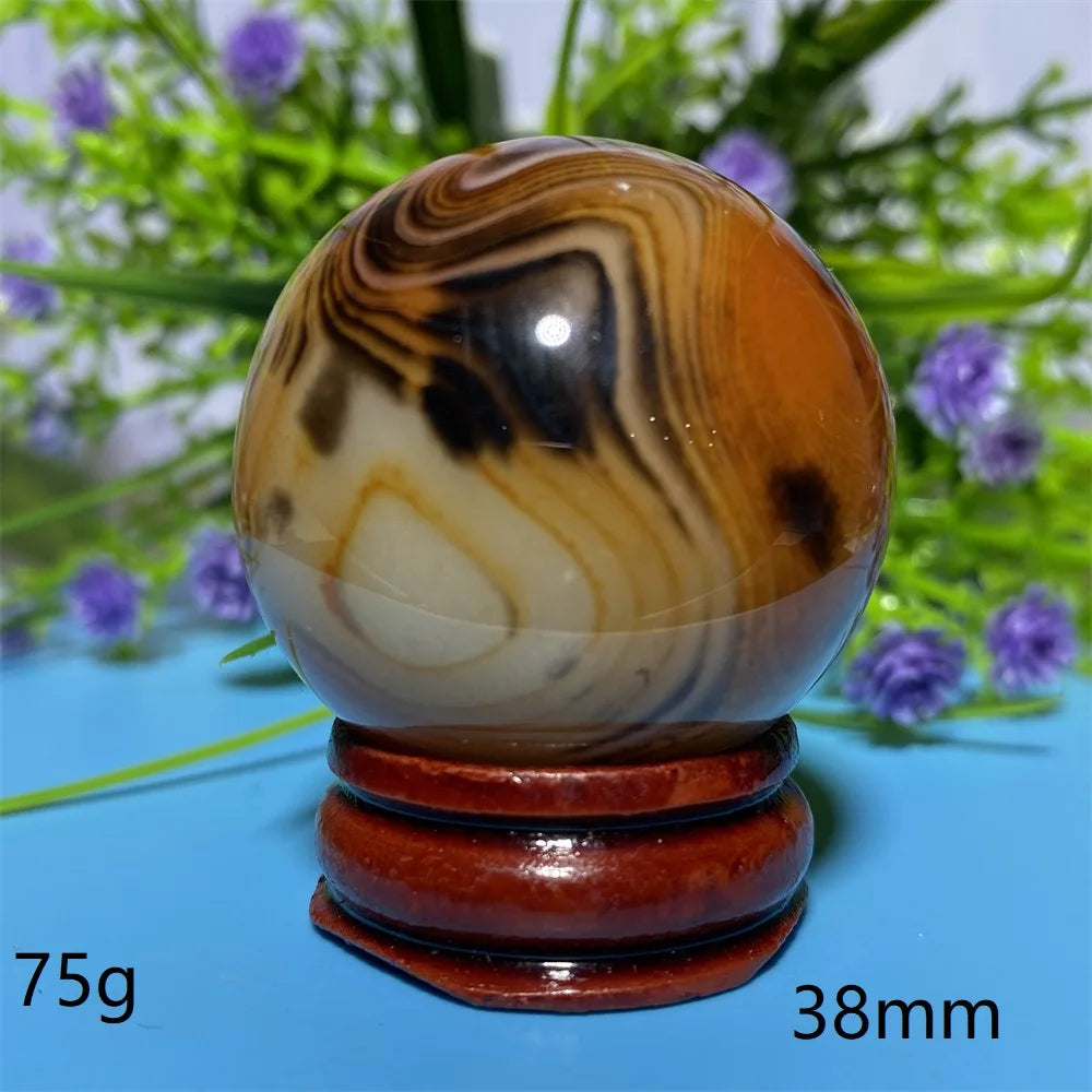 Natural Crystal Sardonyx Winding Agate  Ball Mineral Specimen Smooth  Quartz Sphere  Reiki Healing Gift Stone Home Decoration