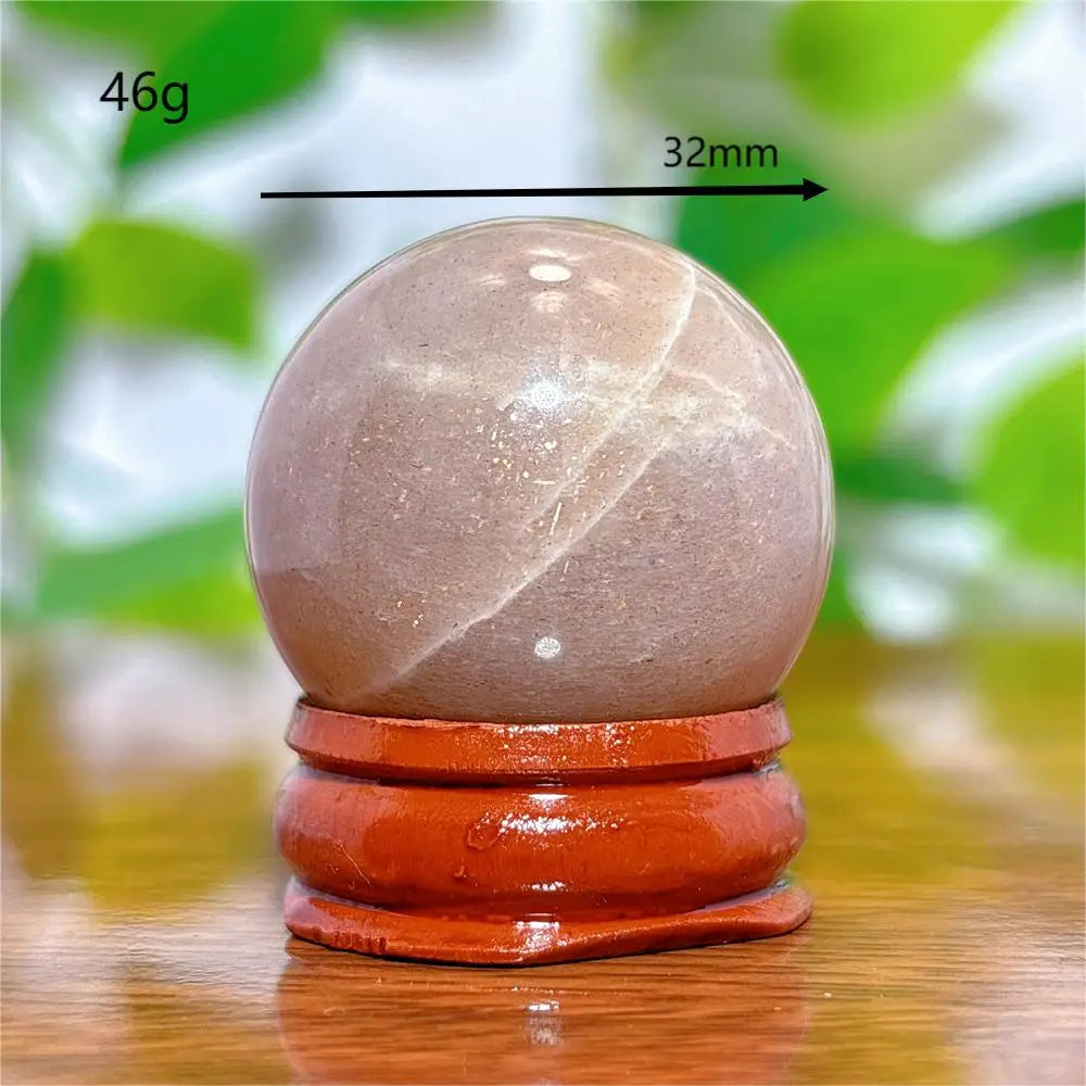 Moonstone With Gold Sun Sphere Crystal Natural Stone Quartz Home Decoration Minerals Reiki Craft Gifts Energy Healing Spiritual