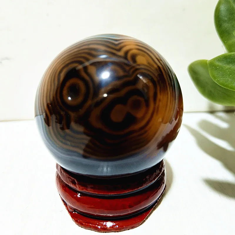 Natural Stone Lace Stone Sardonyx Agate Sphere Meditation Spirit Crystal Exorcism Feng Shui Home Room Decoration