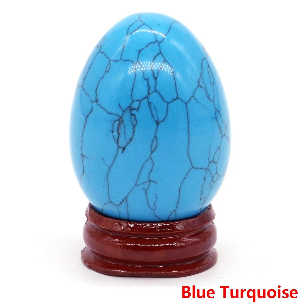 34x49MM Stone Egg Natural Amethyst Jade Crystal Reiki Healing Wicca Massage Eggs Energy Quartz Feng Shui Gemstone Crafts Decor