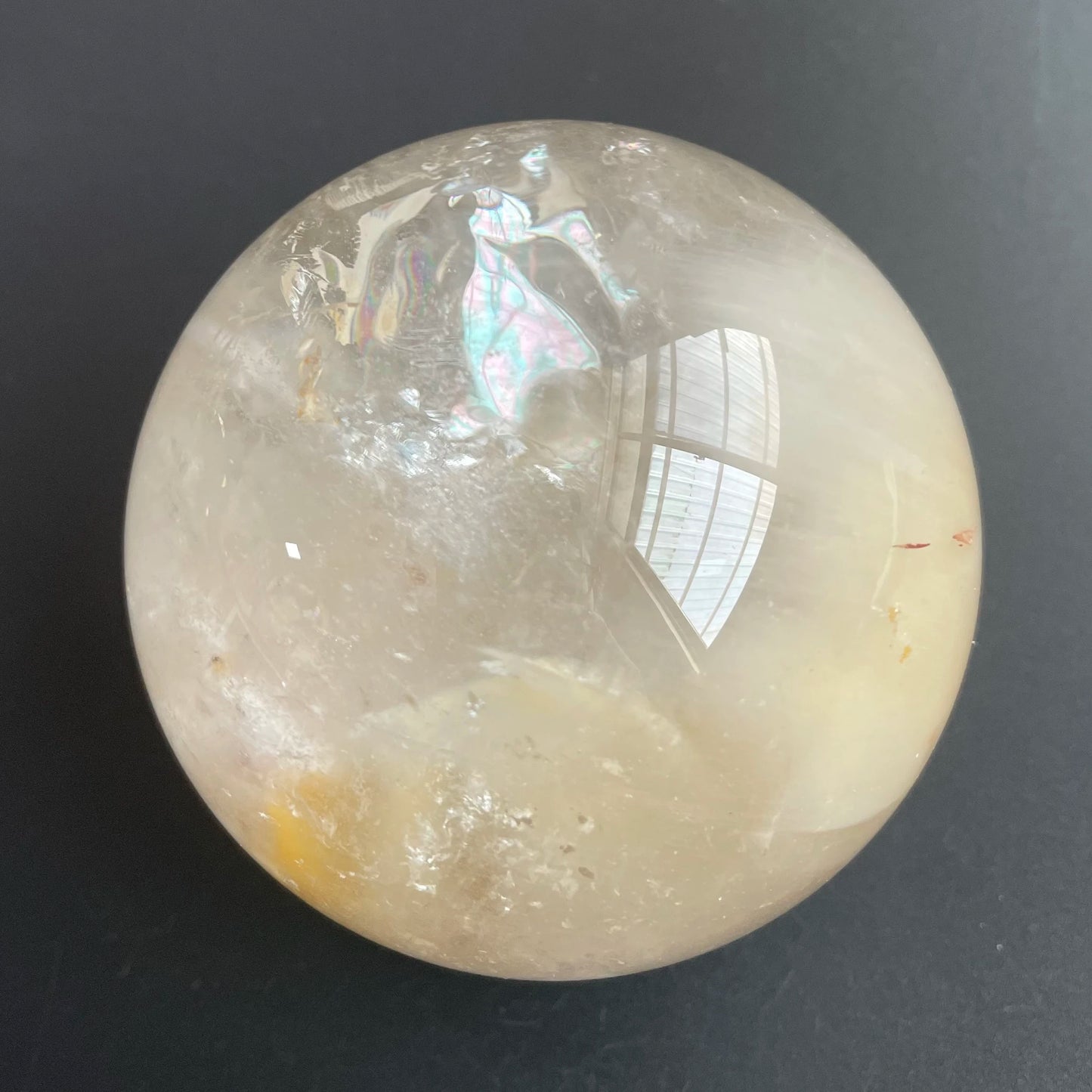 537g Natural Stone Quartz Rutilated Sphere Rabbit Hair Rainbow Crystal Ball Rock Decoration Rough Polished Healing D293