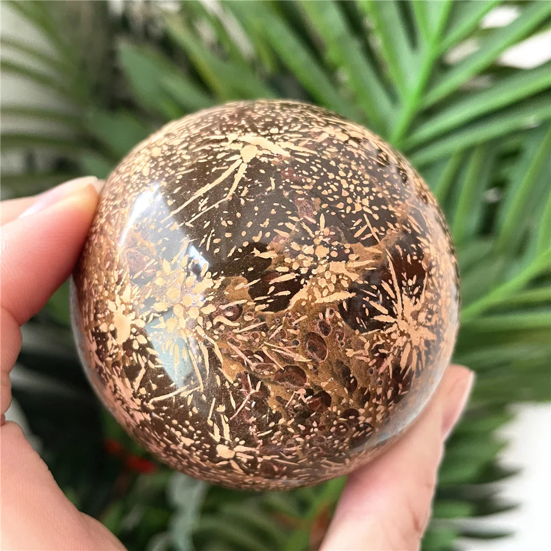 Rare Natural Astrophyllite Quartz Orange Fireworks Crystal Stone Spheres Ornament For Healing Decorations Ball Gemstones Selling