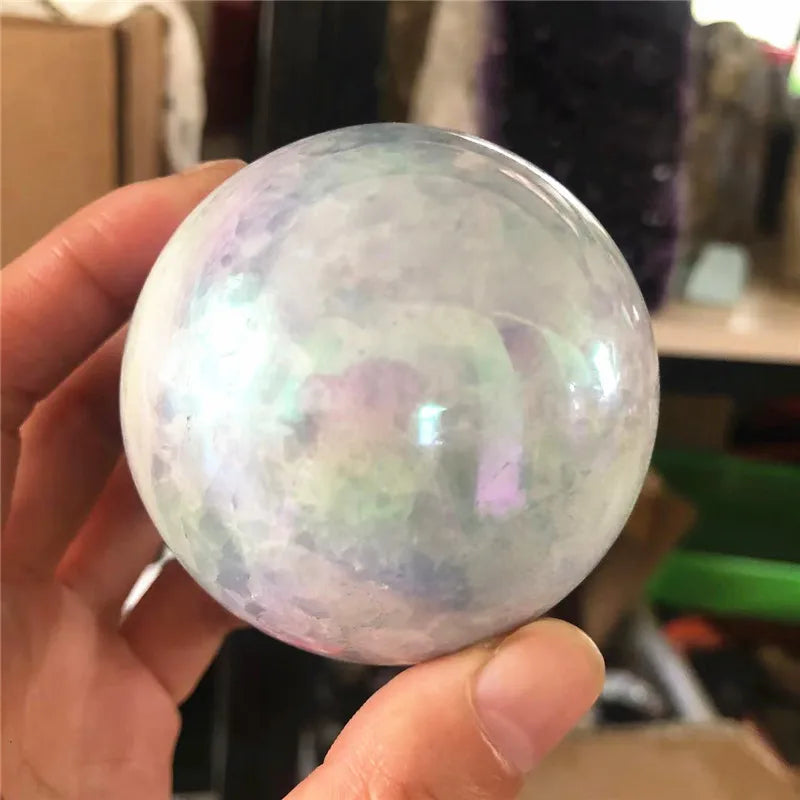 HOME DECOR Natural Polished Gemstone Spheres Angel Aura Celestite Crystal Ball For Feng Shui