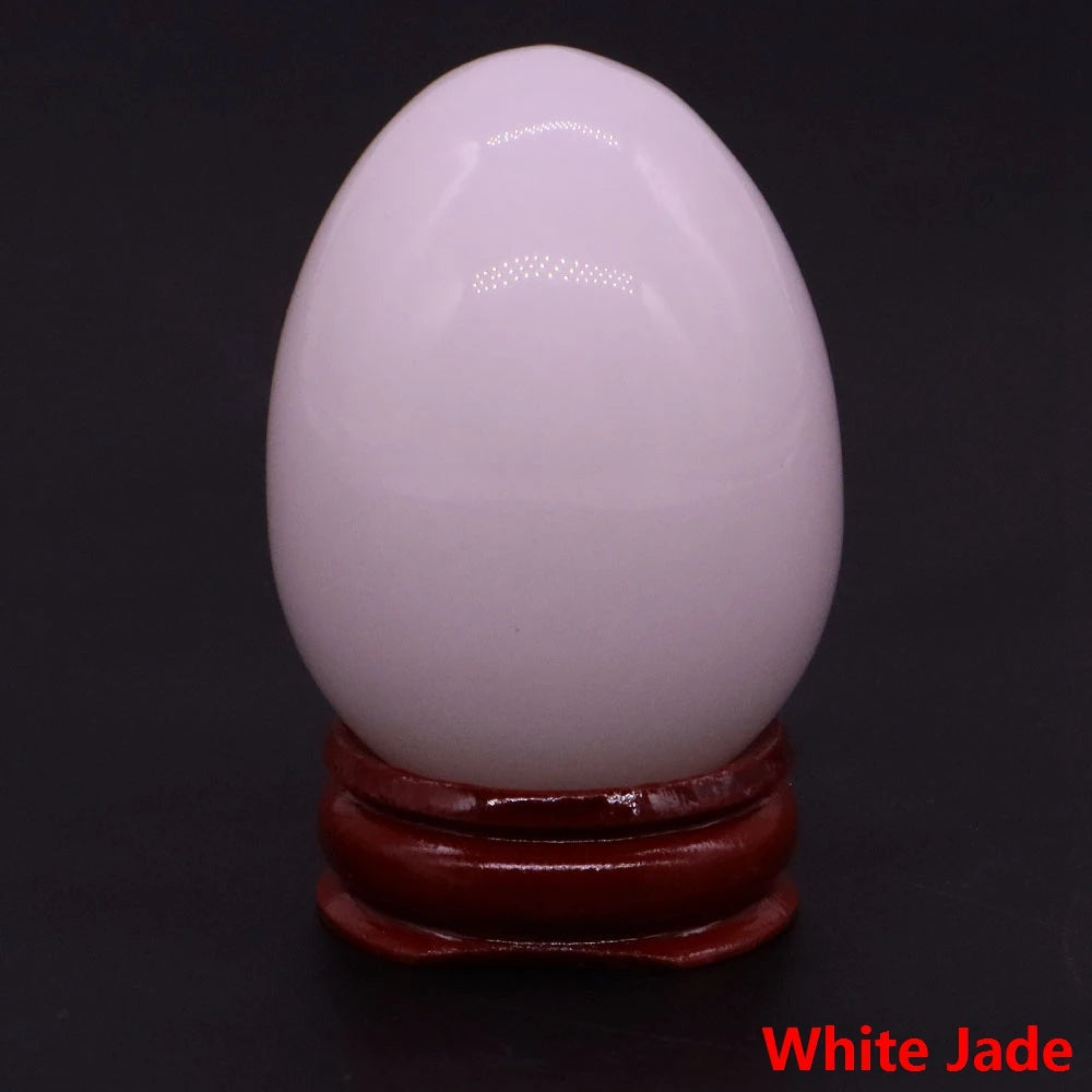34x49MM Stone Egg Natural Amethyst Jade Crystal Reiki Healing Wicca Massage Eggs Energy Quartz Feng Shui Gemstone Crafts Decor