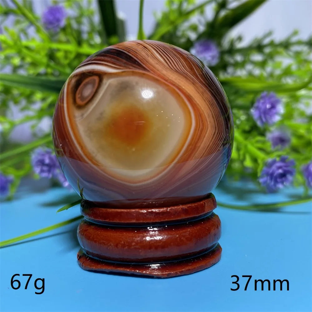 Natural Crystal Sardonyx Winding Agate  Ball Mineral Specimen Smooth  Quartz Sphere  Reiki Healing Gift Stone Home Decoration