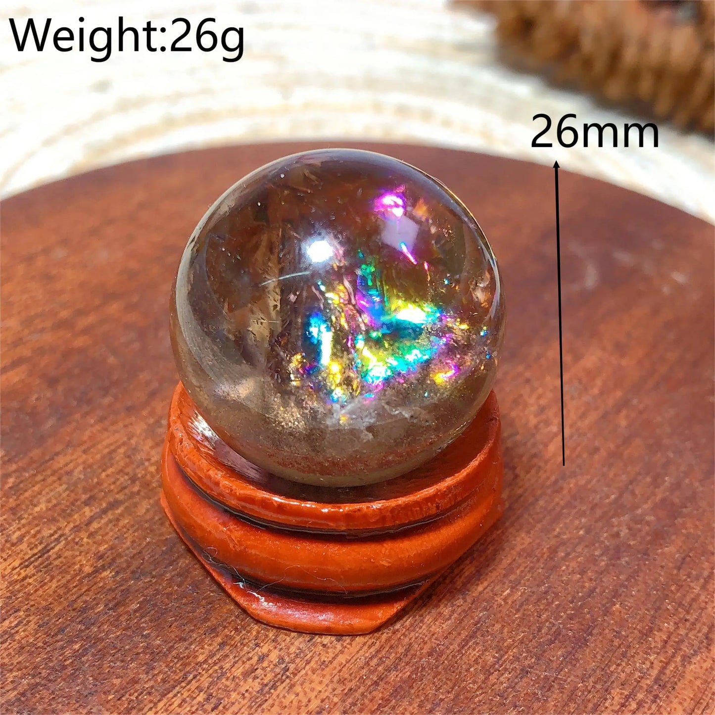 Natural Crystals Smokey Quartz Mini Rainbow Sphere Cute Size Carckle Ball Home Decorations Polished Mineral Energy Precious Gift