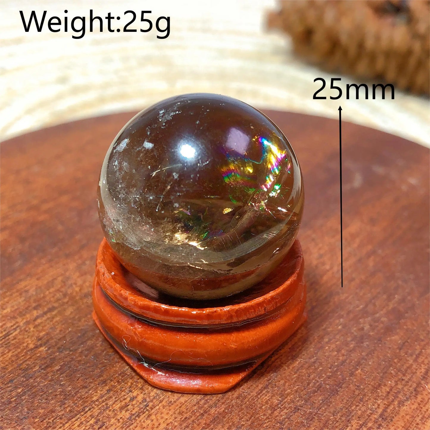 Natural Crystals Smokey Quartz Mini Rainbow Sphere Cute Size Carckle Ball Home Decorations Polished Mineral Energy Precious Gift