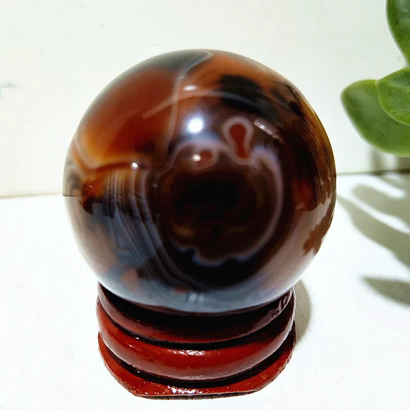 Natural Stone Lace Stone Sardonyx Agate Sphere Meditation Spirit Crystal Exorcism Feng Shui Home Room Decoration