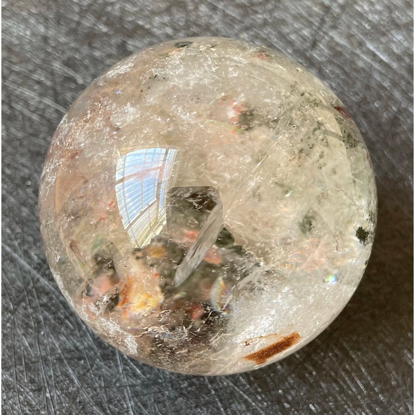345g Natural Crystal Ball Green Phantom Sphere Tourmaline Rock Decoration Rough Polished Quartz Stone Healing A19