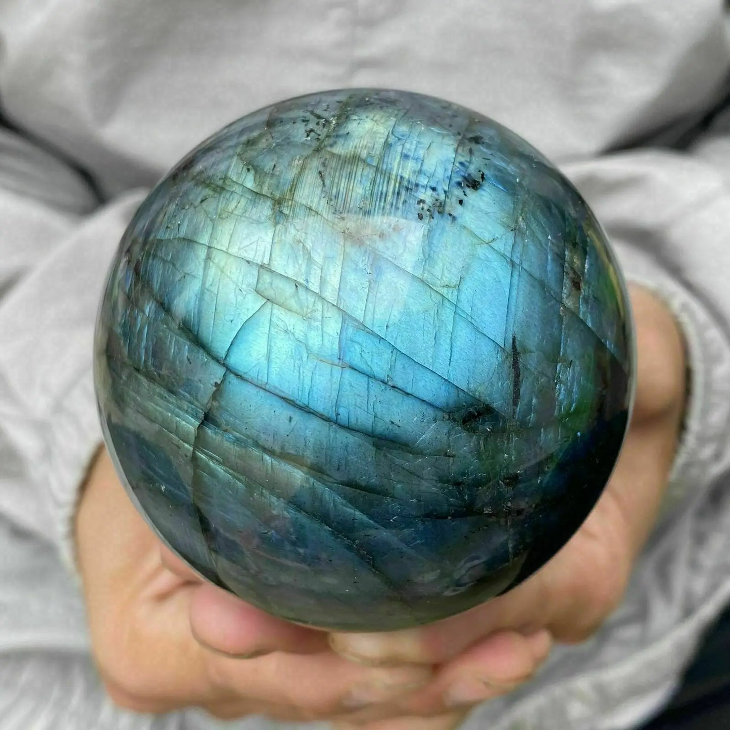 Natural labradorite sphere rock quartz crystal ball healing