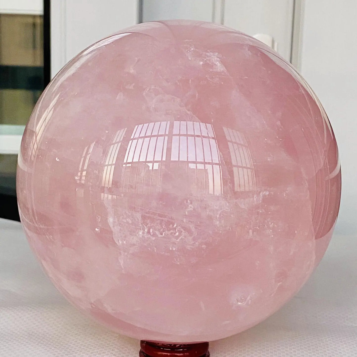 Natural Pink Rose Quartz Sphere Crystal Ball Reiki Healing