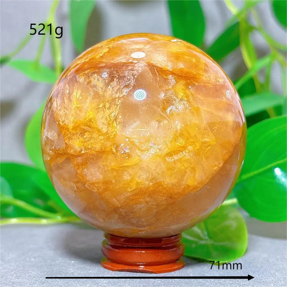 Golden Healer Sphere Crystal Natural Quartz Stone Home Decoration Minerals Love Beautiful Craft Gifts Energy Healing +Stand