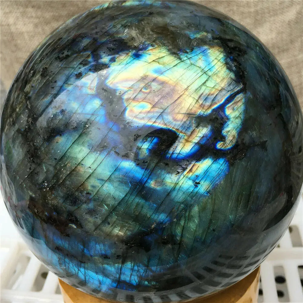 Natural labradorite sphere rock quartz crystal ball healing