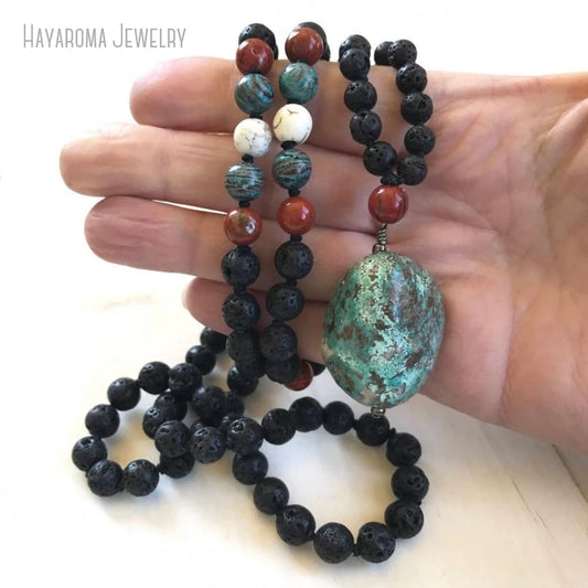 10Pcs Turquoises Lava Wisdom Unisex Mens Grounding Root Chakra 108 Bead Mala Yoga Chakra Meditation Tibetan Jewelry