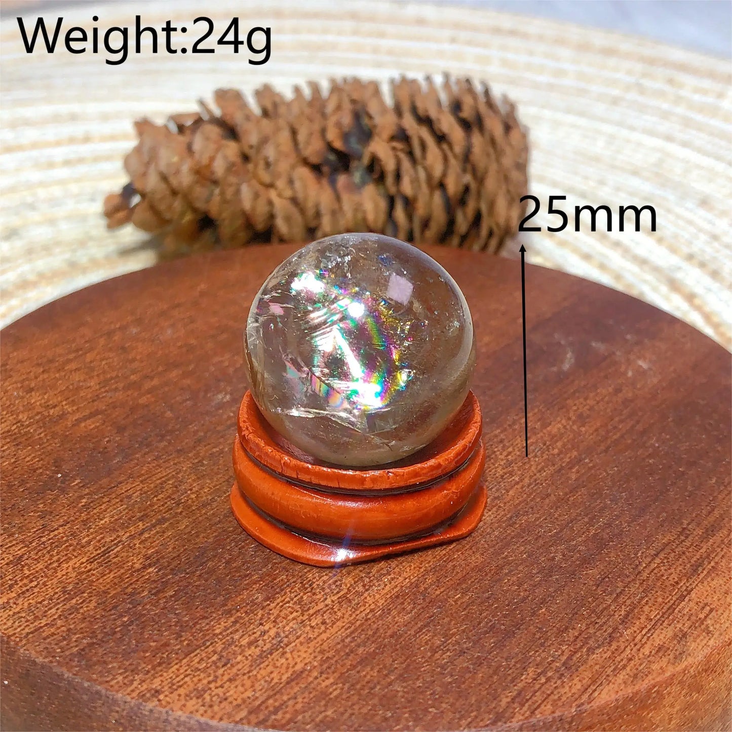 Natural Crystals Smokey Quartz Mini Rainbow Sphere Cute Size Carckle Ball Home Decorations Polished Mineral Energy Precious Gift