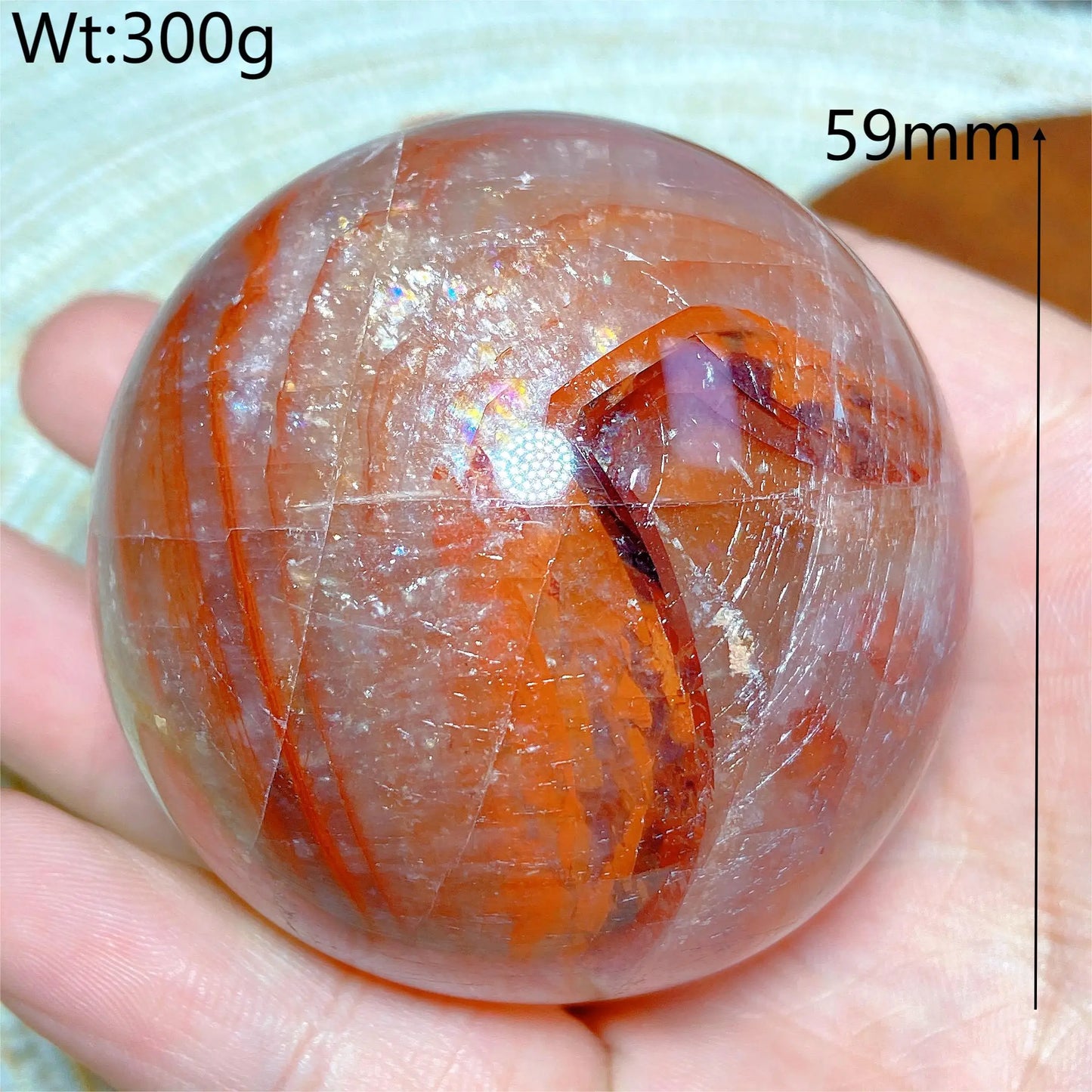 Natural Crystals Healing Fire Quartz Calcite Rainbow Silver Flash Sphere Reiki High Quality Ball Home Decoration Gift Energy