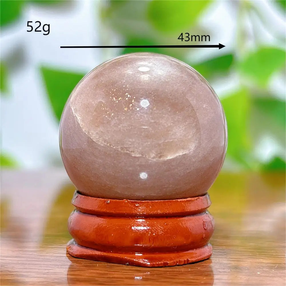 Moonstone With Gold Sun Sphere Crystal Natural Stone Quartz Home Decoration Minerals Reiki Craft Gifts Energy Healing Spiritual