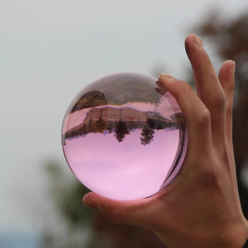 30mm-100mm Pink Crystal Ball Asian Rare Obsidian Sphere Crystal Ball Healing Stone Decor Feng Shui