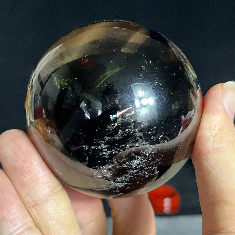 Smokey Crystal Natural Sphere Ball Rainbow Stone Quartz Pyramid Gemstone Mineral Polished Home Gem Decoration Geode +Stand