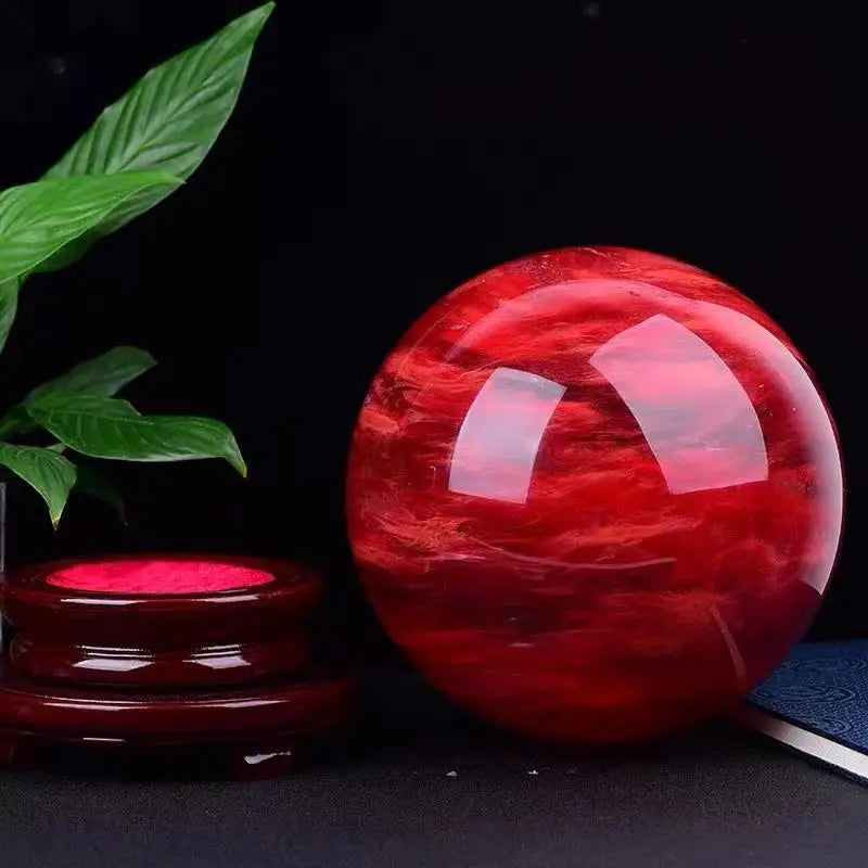 1pcs Beautiful red CLEAR SMELT QUARTZ CRYSTAL SPHERE BALL HEALING 1 order