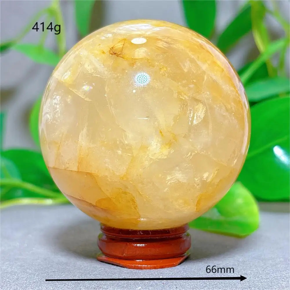 Golden Healer Sphere Crystal Natural Quartz Stone Home Decoration Minerals Love Beautiful Craft Gifts Energy Healing +Stand