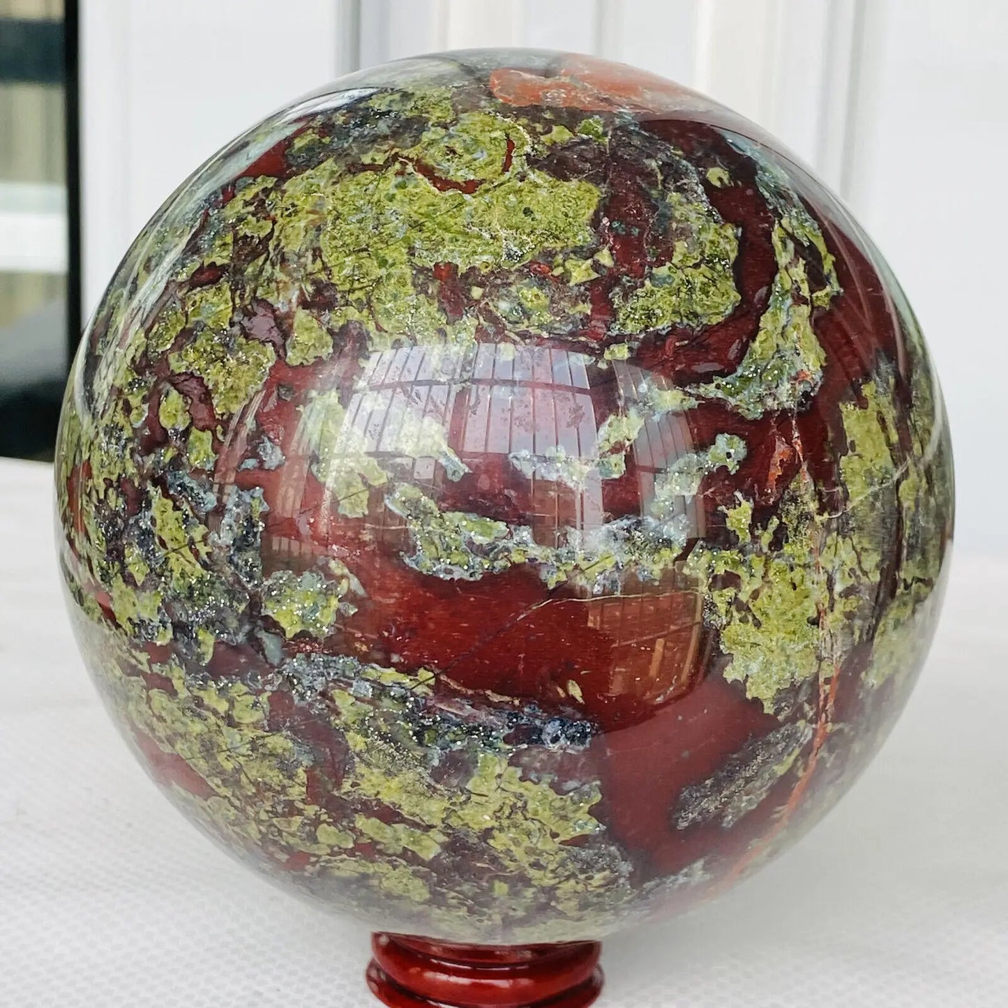 Natural dragon blood stone quartz sphere crystal ball reiki healing