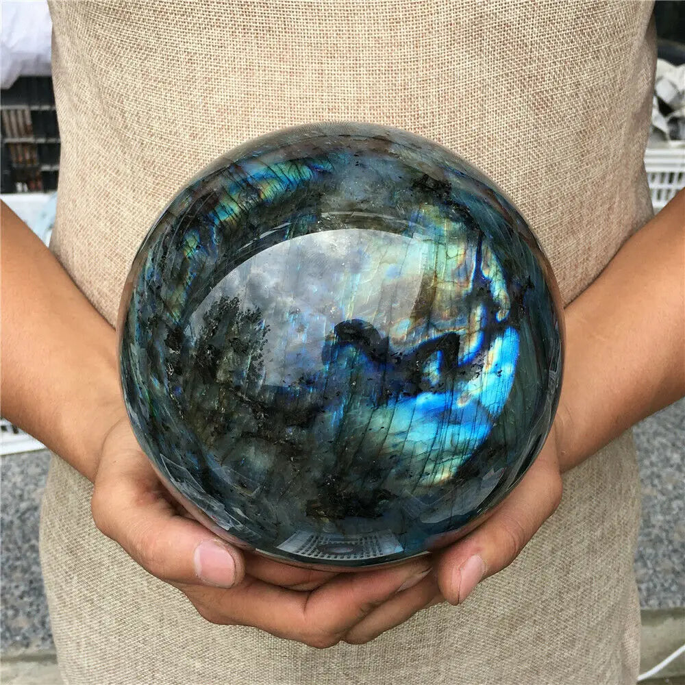 Natural labradorite sphere rock quartz crystal ball healing