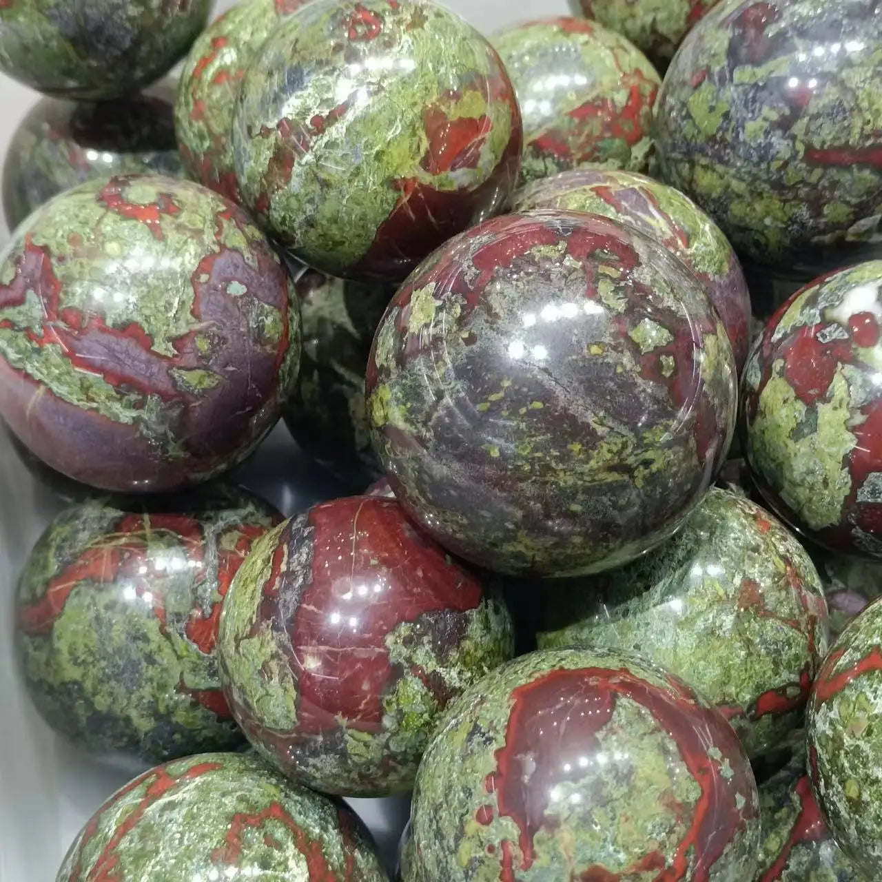 Natural dragon blood stone quartz sphere crystal ball reiki healing