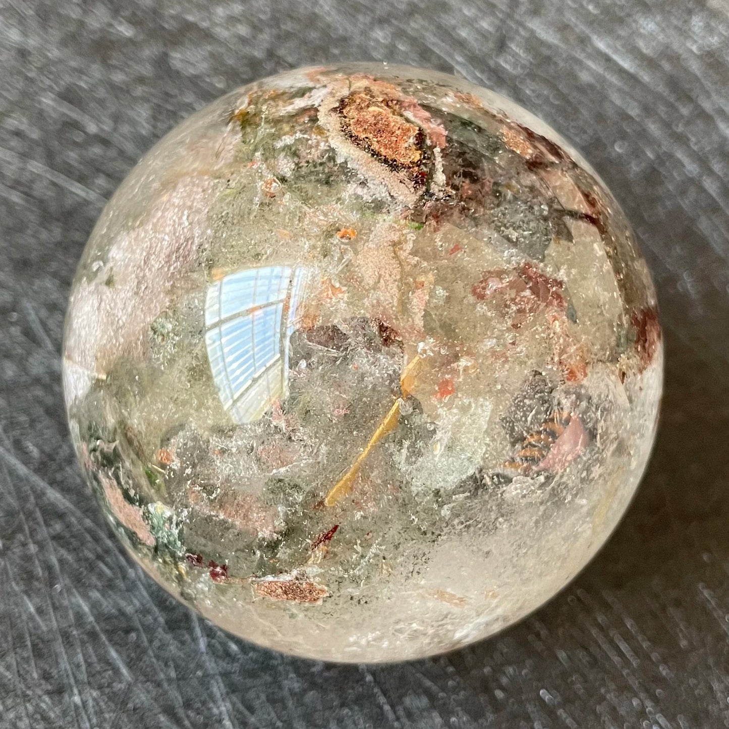 345g Natural Crystal Ball Green Phantom Sphere Tourmaline Rock Decoration Rough Polished Quartz Stone Healing A19