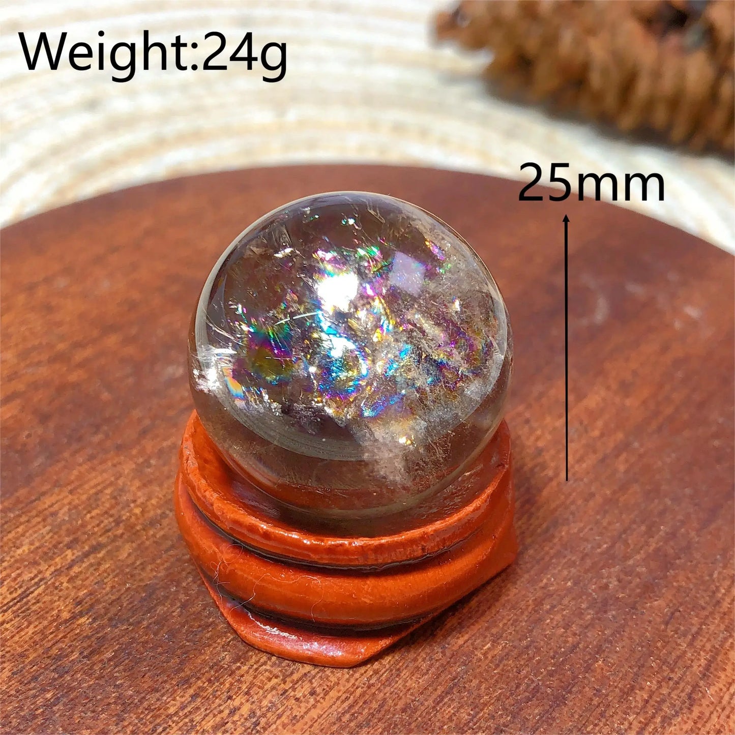 Natural Crystals Smokey Quartz Mini Rainbow Sphere Cute Size Carckle Ball Home Decorations Polished Mineral Energy Precious Gift