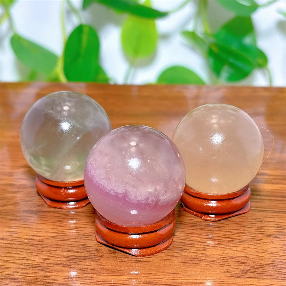 Fluorite Sphere Crystal Natural Quartz Stone Minerals Home Decoration Reiki Craft Energy Healing  Meditation Spiritual +Stand