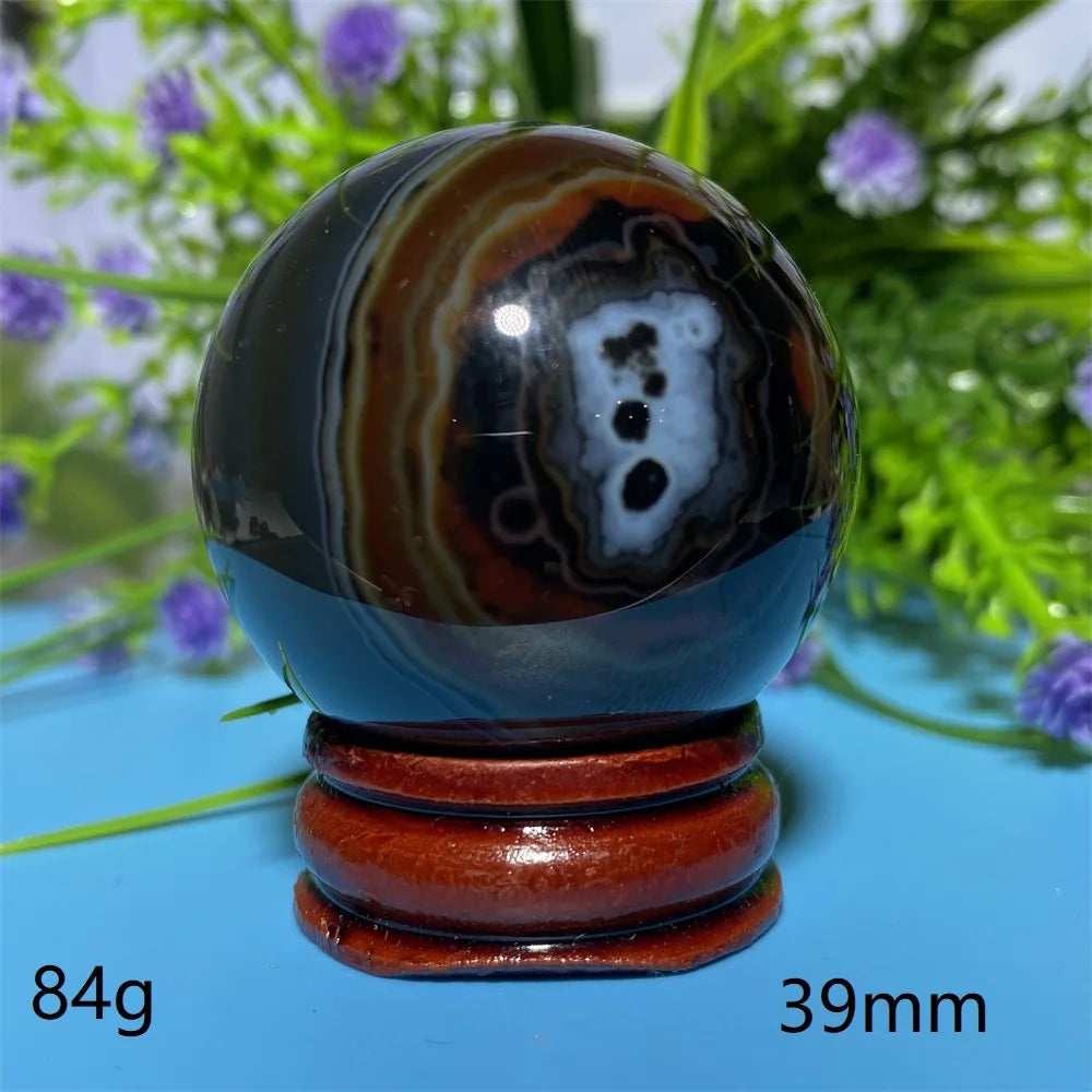 Natural Crystal Sardonyx Winding Agate  Ball Mineral Specimen Smooth  Quartz Sphere  Reiki Healing Gift Stone Home Decoration
