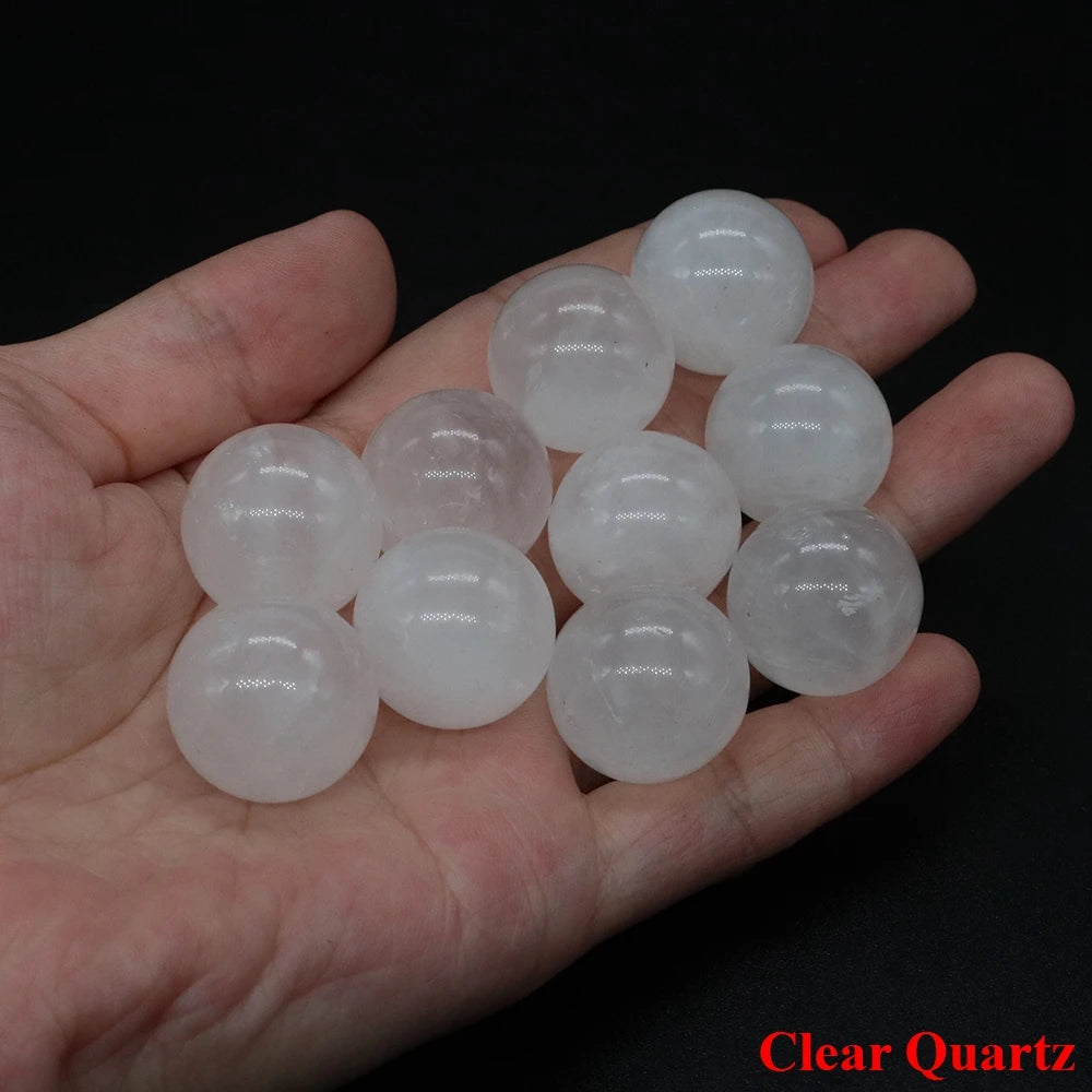 20mm Natural Stone Round Ball Rose Quartz Non-Porous Crystal Bead DIY Gems Sphere for Necklace Bracelet Making Jewelry Wholesale