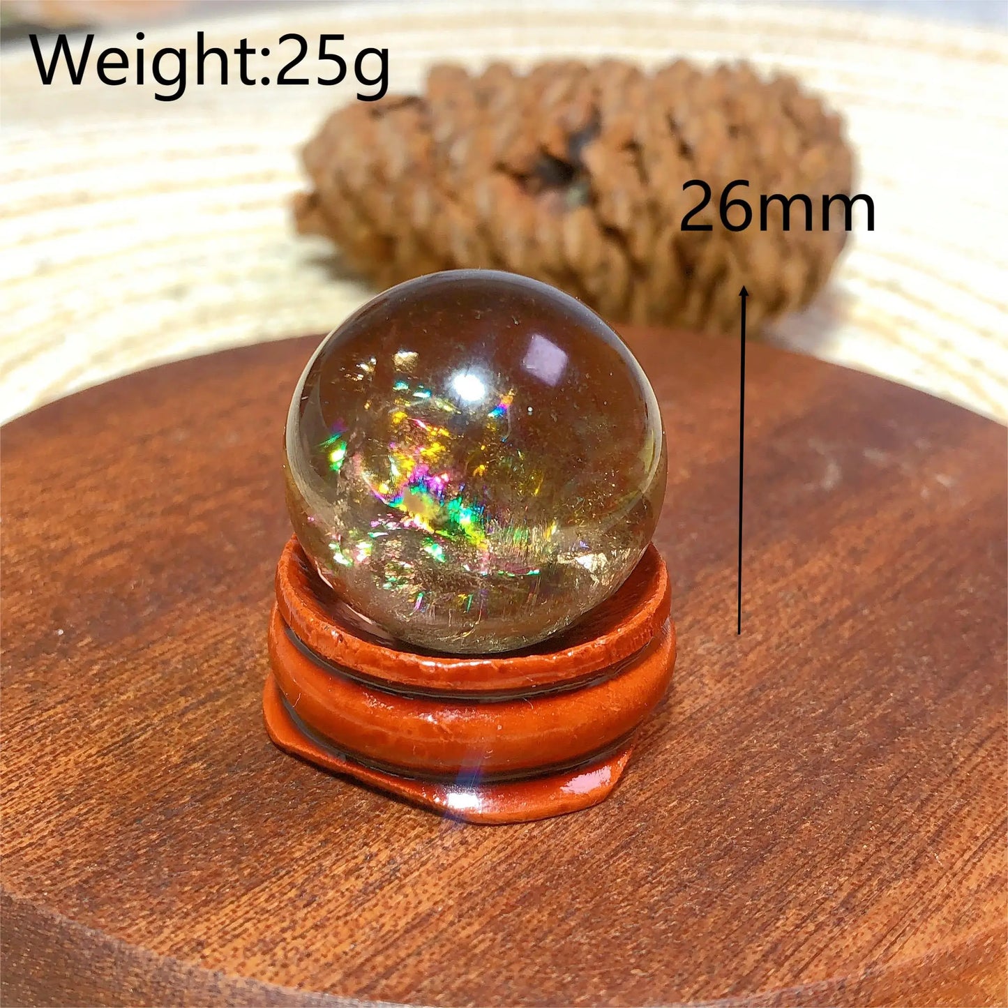 Natural Crystals Smokey Quartz Mini Rainbow Sphere Cute Size Carckle Ball Home Decorations Polished Mineral Energy Precious Gift