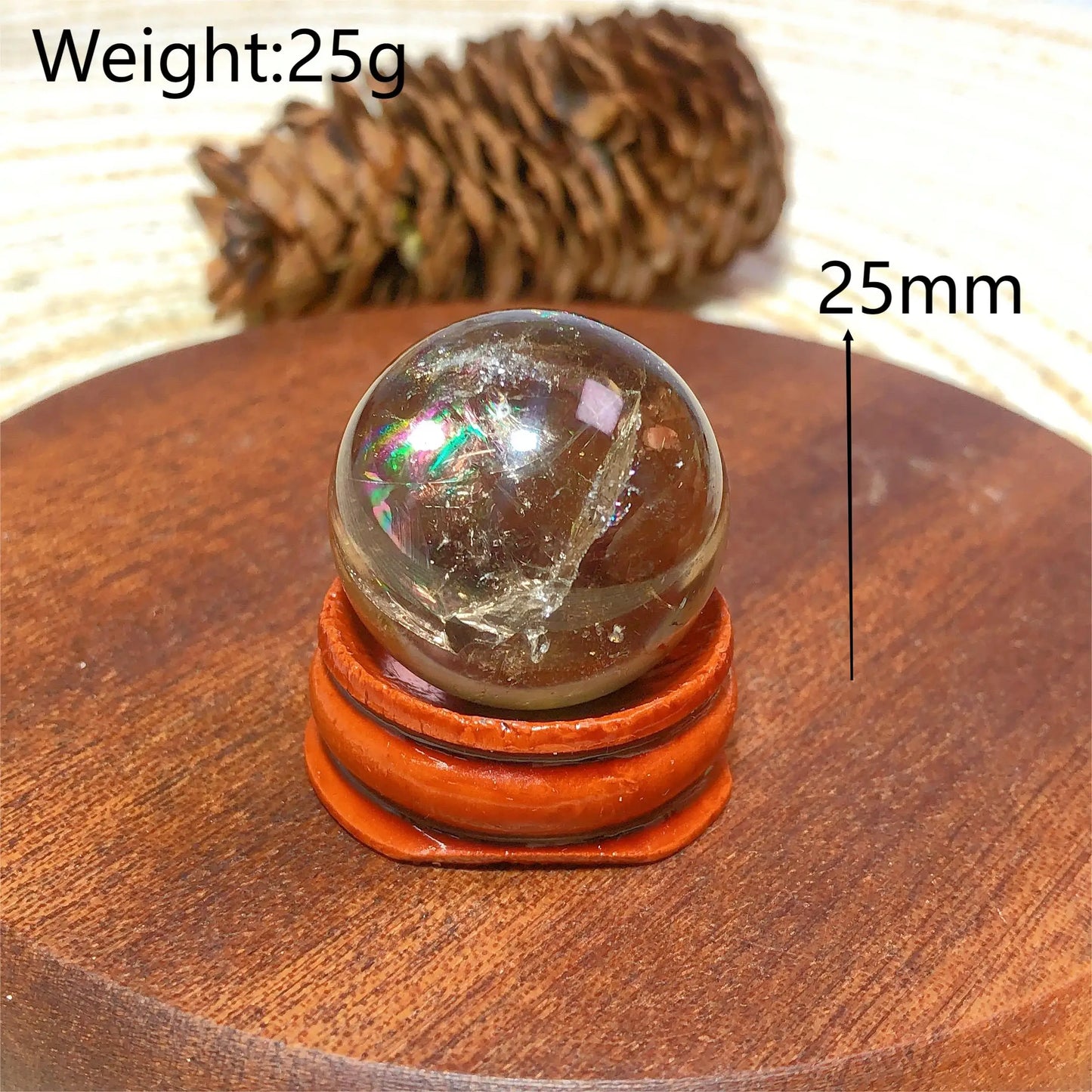 Natural Crystals Smokey Quartz Mini Rainbow Sphere Cute Size Carckle Ball Home Decorations Polished Mineral Energy Precious Gift