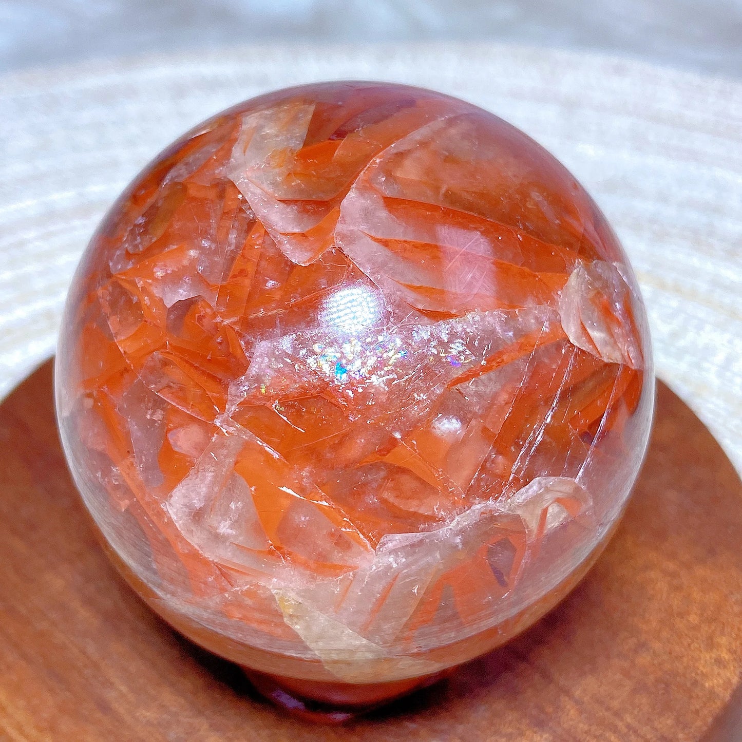 Natural Crystals Healing Fire Quartz Calcite Rainbow Silver Flash Sphere Reiki High Quality Ball Home Decoration Gift Energy