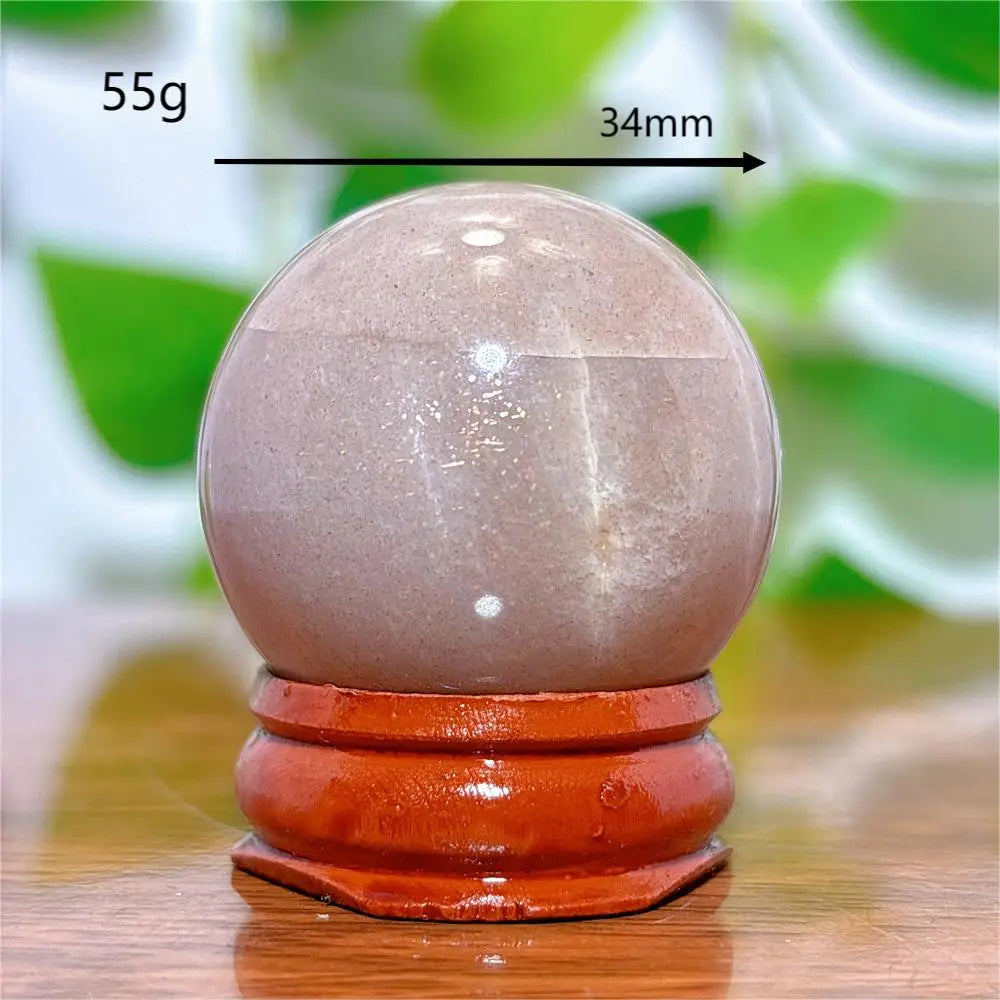 Moonstone With Gold Sun Sphere Crystal Natural Stone Quartz Home Decoration Minerals Reiki Craft Gifts Energy Healing Spiritual