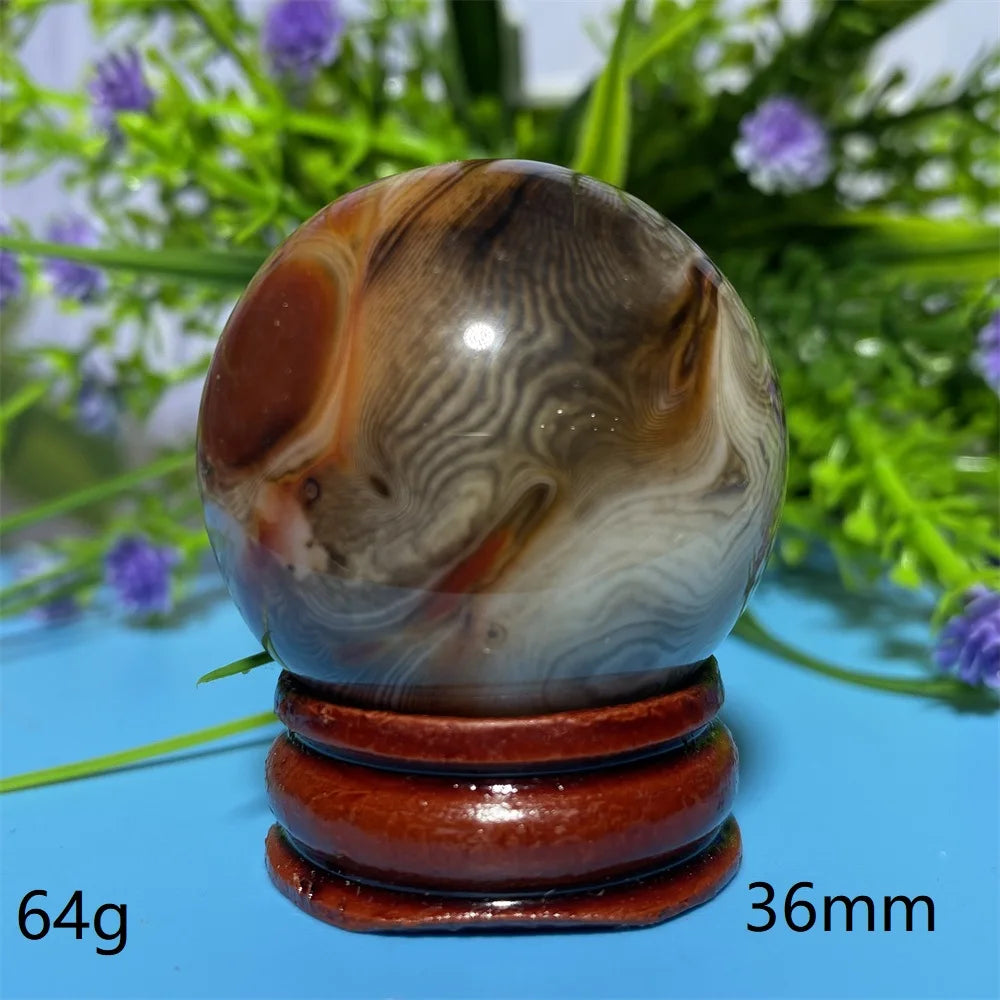 Natural Crystal Sardonyx Winding Agate  Ball Mineral Specimen Smooth  Quartz Sphere  Reiki Healing Gift Stone Home Decoration
