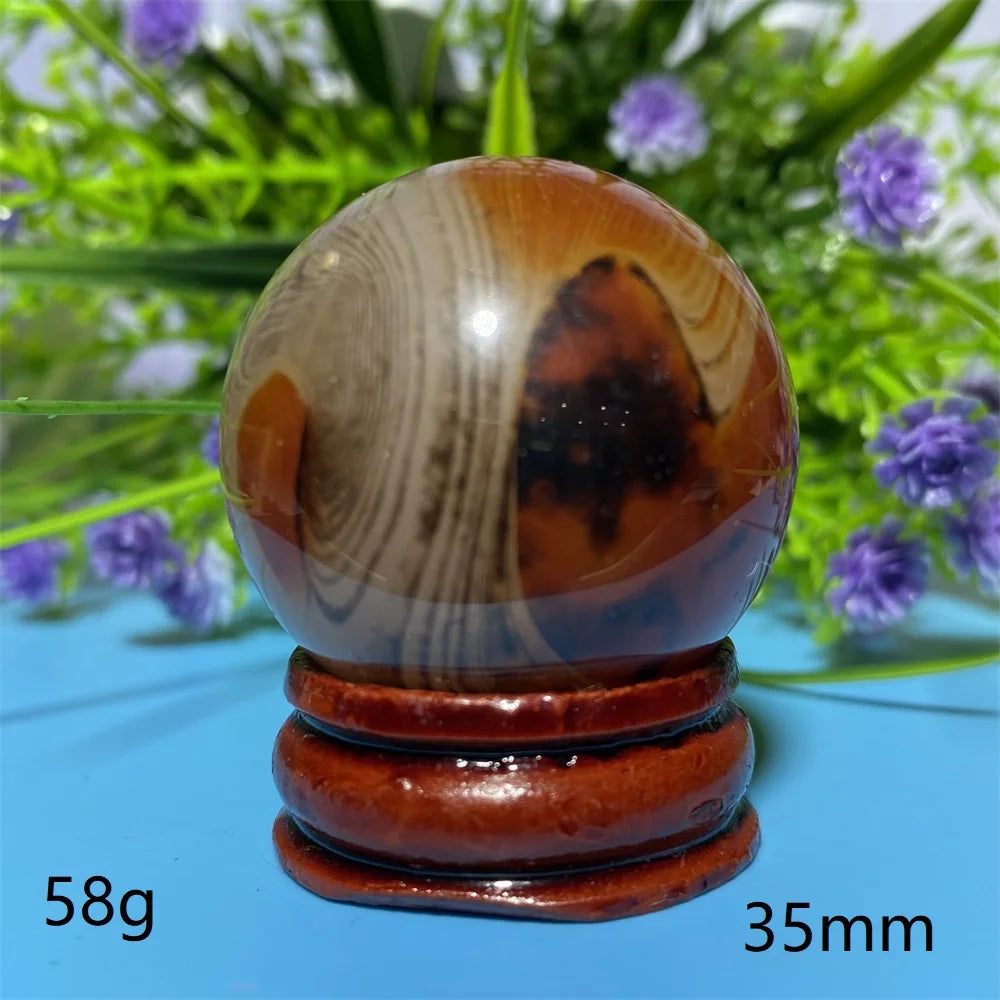 Natural Crystal Sardonyx Winding Agate  Ball Mineral Specimen Smooth  Quartz Sphere  Reiki Healing Gift Stone Home Decoration