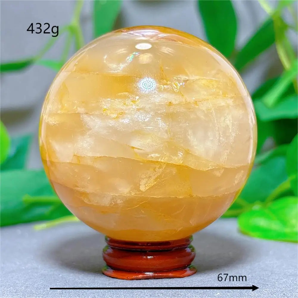 Golden Healer Sphere Crystal Natural Quartz Stone Home Decoration Minerals Love Beautiful Craft Gifts Energy Healing +Stand