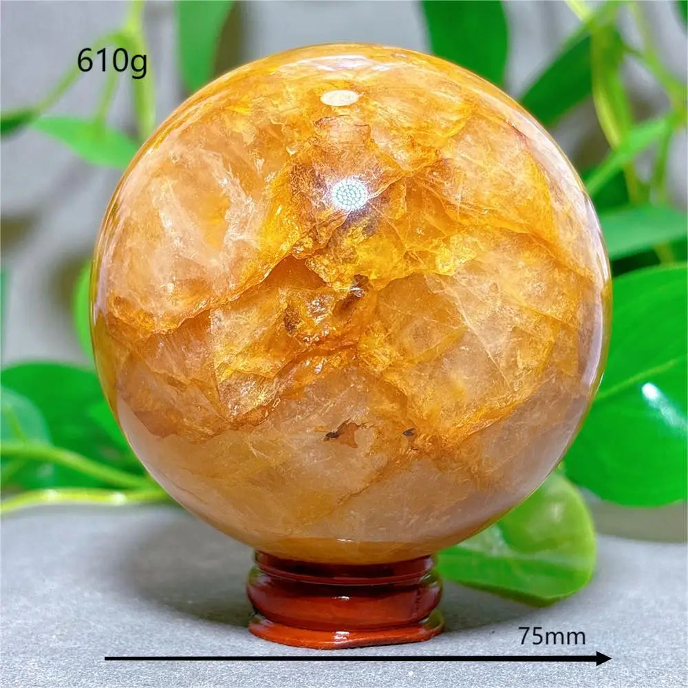 Golden Healer Sphere Crystal Natural Quartz Stone Home Decoration Minerals Love Beautiful Craft Gifts Energy Healing +Stand