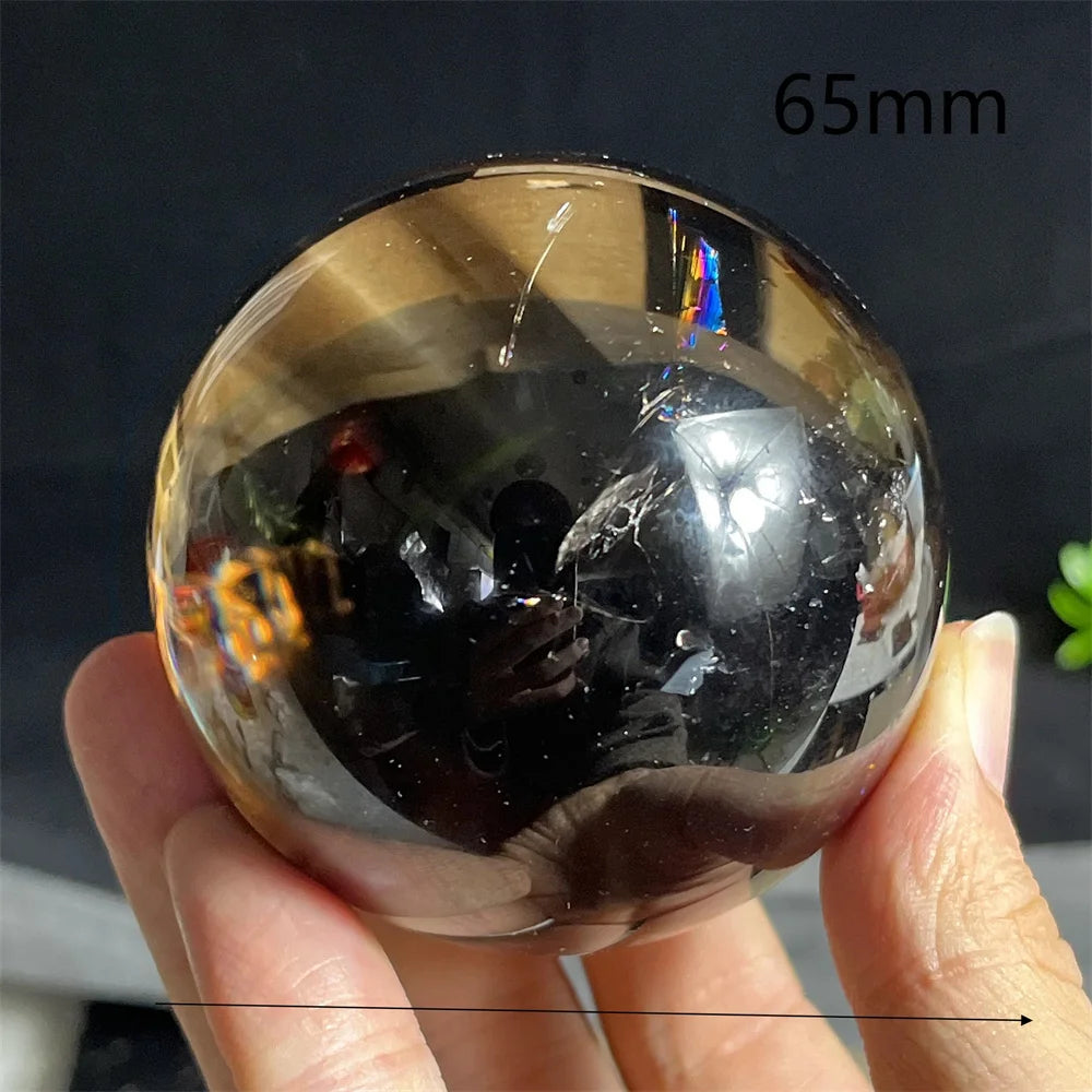 Smokey Crystal Natural Sphere Ball Rainbow Stone Quartz Pyramid Gemstone Mineral Polished Home Gem Decoration Geode +Stand
